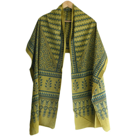 Ajrakh Hand Block Print Rayon Stole for Women | Ethnic Scarf | 210×55 cm – ISYVBH-B-04