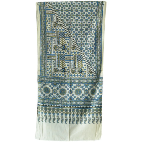 Ajrakh Hand Block Print Rayon Stole for Women | Ethnic Scarf | 210×55 cm – ISYVBH-B-05