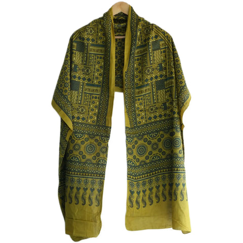 Ajrakh Hand Block Print Rayon Stole for Women | Ethnic Scarf | 210×55 cm – ISYVBH-B-06