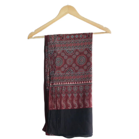 Ajrakh Hand Block Print Rayon Stole for Women | Ethnic Scarf | 210×55 cm – ISYVBH-B-07