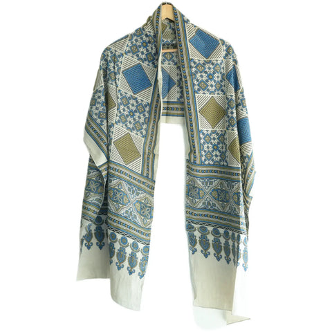 Ajrakh Hand Block Print Rayon Stole for Women | Ethnic Scarf | 210×55 cm – ISYVBH-B-08