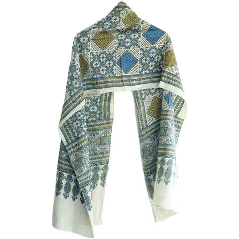 Ajrakh Hand Block Print Rayon Stole for Women | Ethnic Scarf | 210×55 cm – ISYVBH-B-08