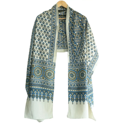 Ajrakh Hand Block Print Rayon Stole for Women | Ethnic Scarf | 210×55 cm – ISYVBH-B-09