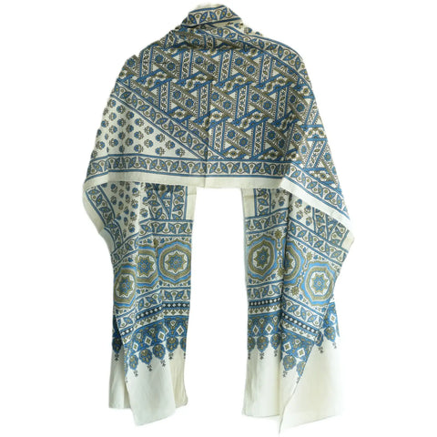 Ajrakh Hand Block Print Rayon Stole for Women | Ethnic Scarf | 210×55 cm – ISYVBH-B-09