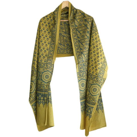 Ajrakh Hand Block Print Rayon Stole for Women | Ethnic Scarf | 210×55 cm – ISYVBH-B-10