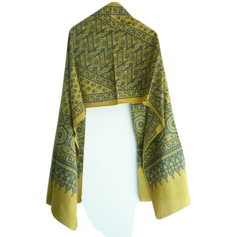 Ajrakh Hand Block Print Rayon Stole for Women | Ethnic Scarf | 210×55 cm – ISYVBH-B-10