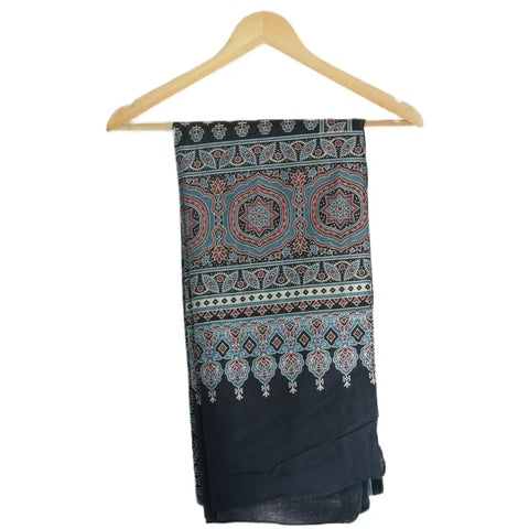 Ajrakh Hand Block Print Rayon Stole for Women | Ethnic Scarf | 210×55 cm – ISYVBH-B-11