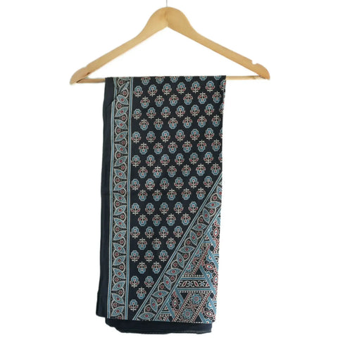 Ajrakh Hand Block Print Rayon Stole for Women | Ethnic Scarf | 210×55 cm – ISYVBH-B-11