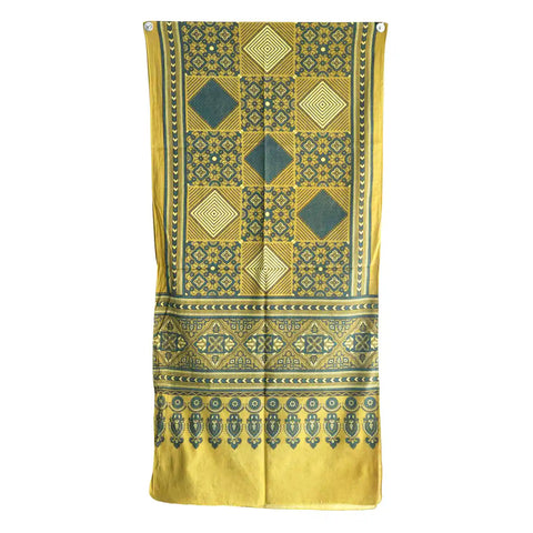 ISYVBH-B012 Ajrakh Dupatta Draped View | Traditional Natural Dye Block Print