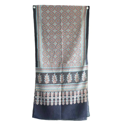 Ajrakh Hand Block Print Cotton Dupatta ISYVBH-B015 | Full Hanger View
