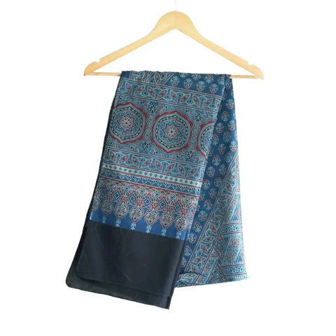 Ajrakh Hand Block Print Cotton Dupatta ISYVBH-B016 | Full Hanger View