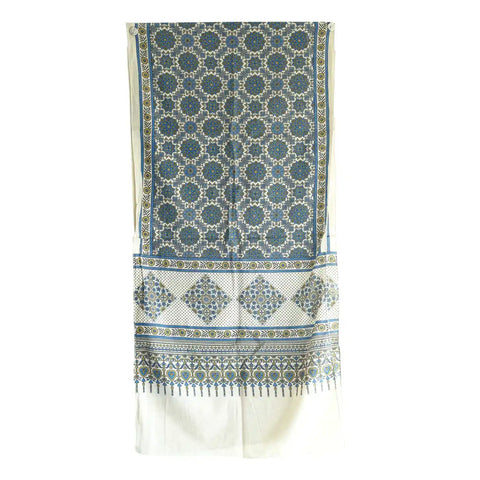 Ajrakh Hand Block Print Cotton Dupatta ISYVBH-B017 | Full Hanger View