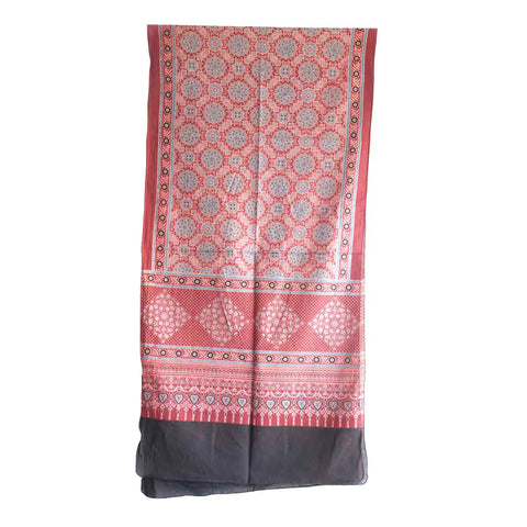 Ajrakh Hand Block Print Cotton Dupatta ISYVBH-B020 | Full Hanger View
