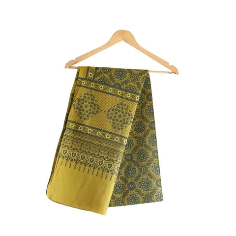 Ajrakh Hand Block Print Cotton Dupatta ISYVBH-B022 | Full Hanger View