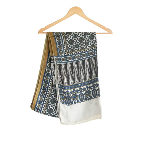 Ajrakh Hand Block Print Cotton Dupatta ISYVBH-C01 | Full Hanger View