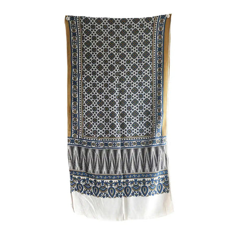 ISYVBH-C01 Ajrakh Dupatta Draped View | Traditional Natural Dye Block Print