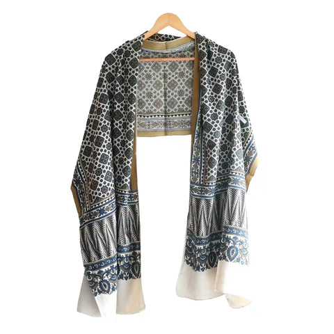 Ajrakh Geometric Motif Close-Up ISYVBH-C01 | Handcrafted Block Print Detail