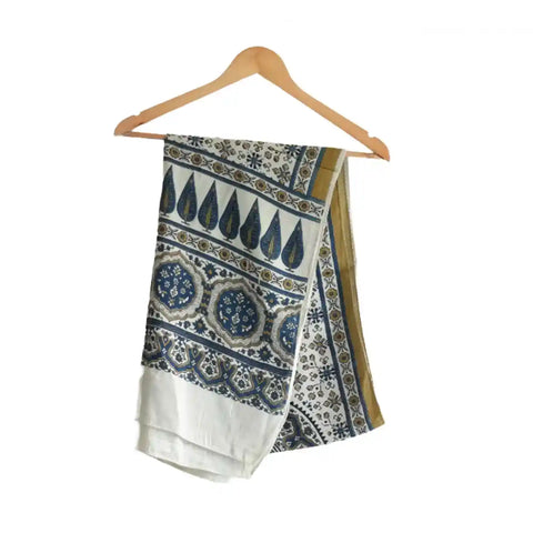 Ajrakh Hand Block Print Cotton Dupatta ISYVBH-C02 | Full Hanger View