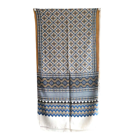 Ajrakh Hand Block Print Cotton Dupatta ISYVBH-C04 | Full Hanger View
