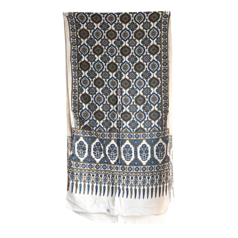 Ajrakh Hand Block Print Cotton Dupatta ISYVBH-C05 | Full Hanger View
