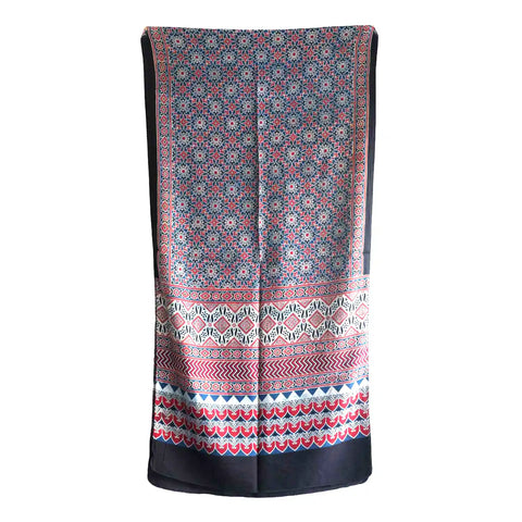 Ajrakh Hand Block Print Cotton Dupatta ISYVBH-C06 | Full Hanger View