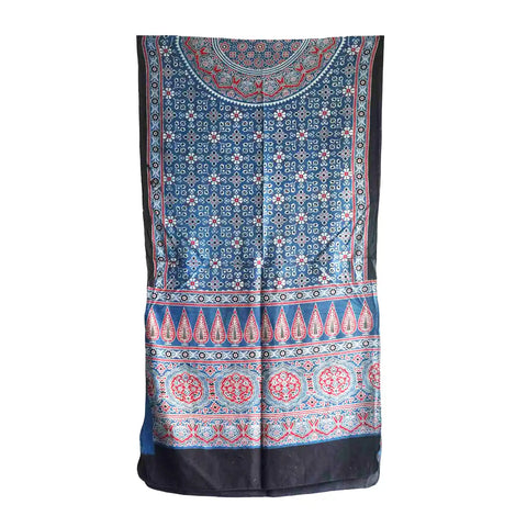 Ajrakh Hand Block Print Cotton Dupatta ISYVBH-C07 | Full Hanger View