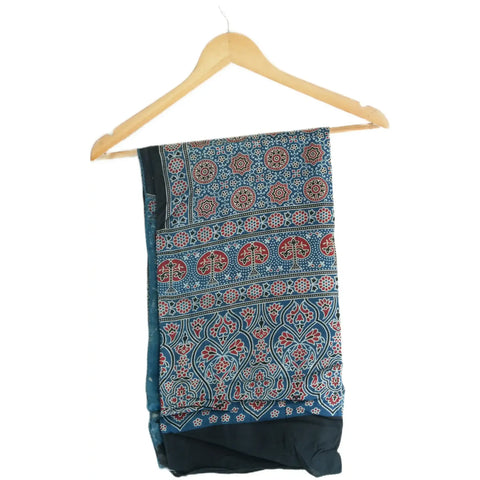 Ajrakh Hand Block Print Cotton Stole for Women | Ethnic Scarf | 220×55 cm – ISYVBH-C-11