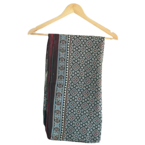 Ajrakh Hand Block Print Cotton Stole for Women | Ethnic Scarf | 220×55 cm – ISYVBH-C-12
