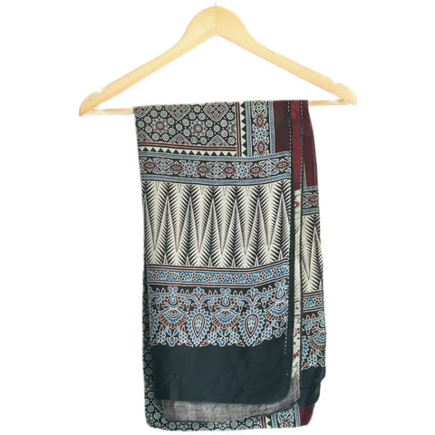 Ajrakh Hand Block Print Cotton Stole for Women | Ethnic Scarf | 220×55 cm – ISYVBH-C-12