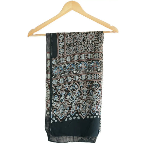 Ajrakh Hand Block Print Cotton Stole for Women | Ethnic Scarf | 220×55 cm – ISYVBH-C-13