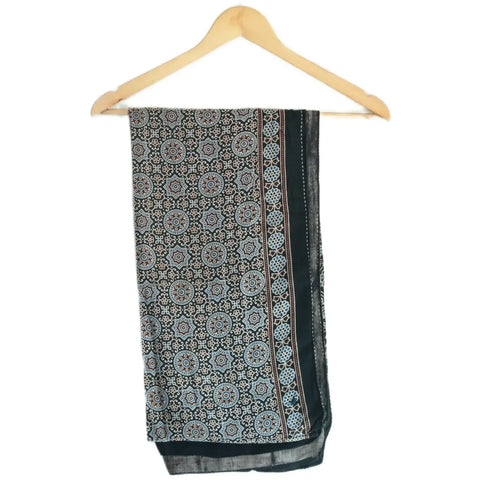 Ajrakh Hand Block Print Cotton Stole for Women | Ethnic Scarf | 220×55 cm – ISYVBH-C-13