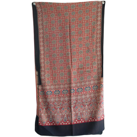 Ajrakh Hand Block Print Cotton Stole for Women | Ethnic Scarf | 220×55 cm – ISYVBH-C-14