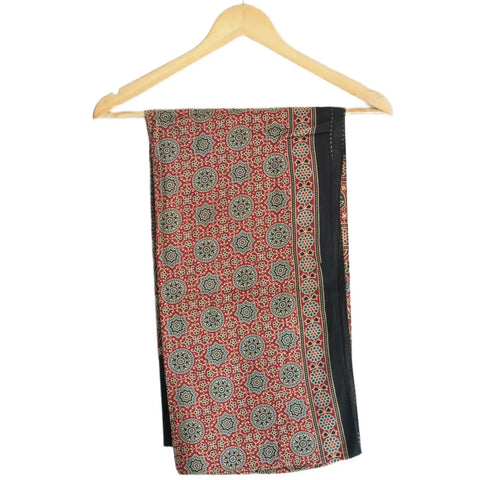 Ajrakh Hand Block Print Cotton Stole for Women | Ethnic Scarf | 220×55 cm – ISYVBH-C-14