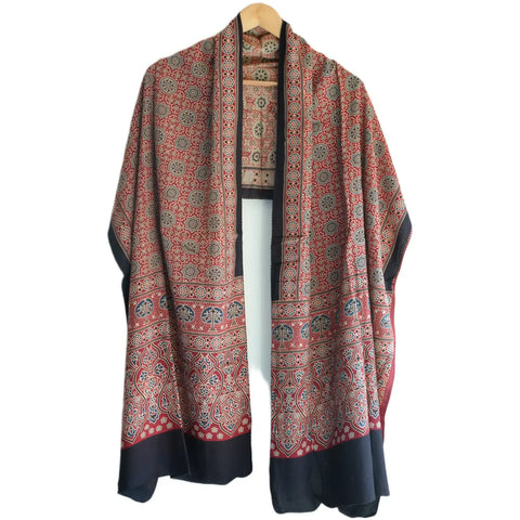 Ajrakh Hand Block Print Cotton Stole for Women | Ethnic Scarf | 220×55 cm – ISYVBH-C-14