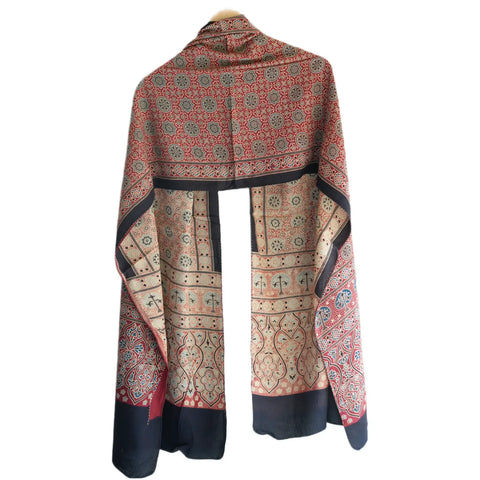 Ajrakh Hand Block Print Cotton Stole for Women | Ethnic Scarf | 220×55 cm – ISYVBH-C-14