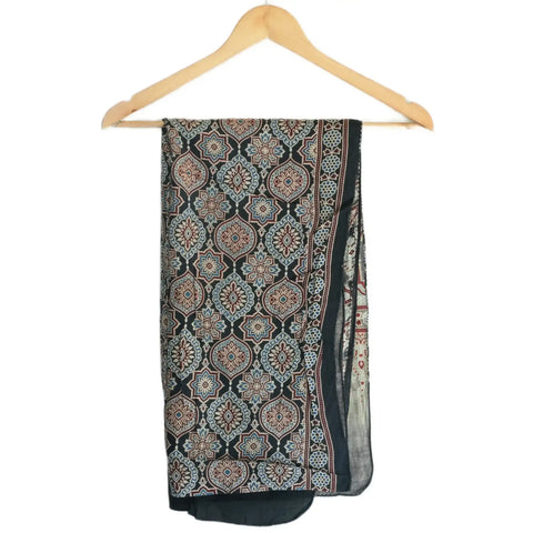 Ajrakh Hand Block Print Cotton Stole for Women | Ethnic Scarf | 220×55 cm – ISYVBH-C-15