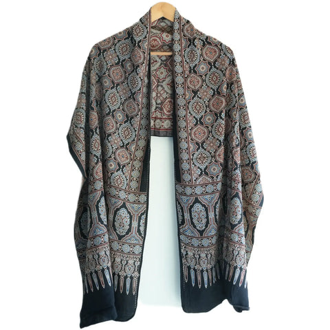 Ajrakh Hand Block Print Cotton Stole for Women | Ethnic Scarf | 220×55 cm – ISYVBH-C-15