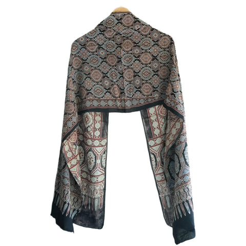 Ajrakh Hand Block Print Cotton Stole for Women | Ethnic Scarf | 220×55 cm – ISYVBH-C-15
