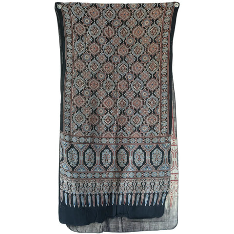 Ajrakh Hand Block Print Cotton Stole for Women | Ethnic Scarf | 220×55 cm – ISYVBH-C-15