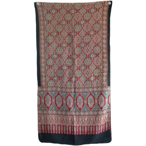 Ajrakh Hand Block Print Cotton Stole for Women | Ethnic Scarf | 220×55 cm – ISYVBH-C-16