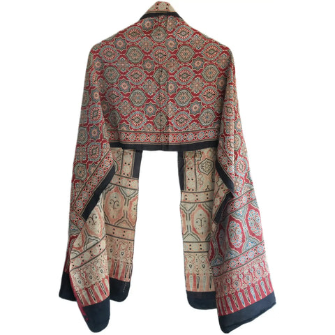 Ajrakh Hand Block Print Cotton Stole for Women | Ethnic Scarf | 220×55 cm – ISYVBH-C-16