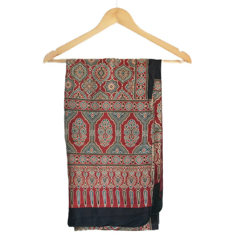 Ajrakh Hand Block Print Cotton Stole for Women | Ethnic Scarf | 220×55 cm – ISYVBH-C-16