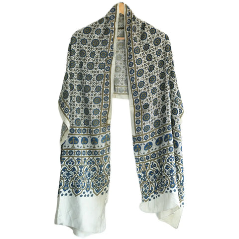 Ajrakh Hand Block Print Cotton Stole for Women | Ethnic Scarf | 220×55 cm – ISYVBH-C-17