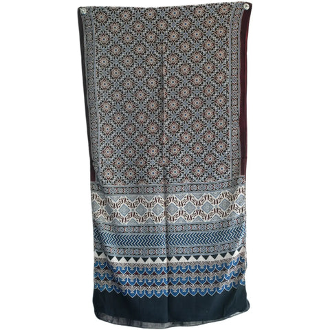 Ajrakh Hand Block Print Cotton Stole for Women | Ethnic Scarf | 220×55 cm – ISYVBH-C-18