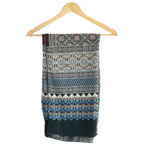 Ajrakh Hand Block Print Cotton Stole for Women | Ethnic Scarf | 220×55 cm – ISYVBH-C-18