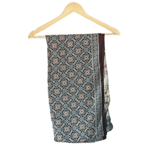 Ajrakh Hand Block Print Cotton Stole for Women | Ethnic Scarf | 220×55 cm – ISYVBH-C-18