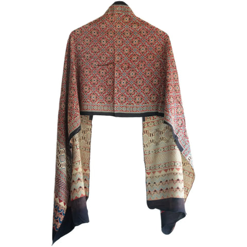 Ajrakh Hand Block Print Cotton Stole for Women | Ethnic Scarf | 220×55 cm – ISYVBH-C-19