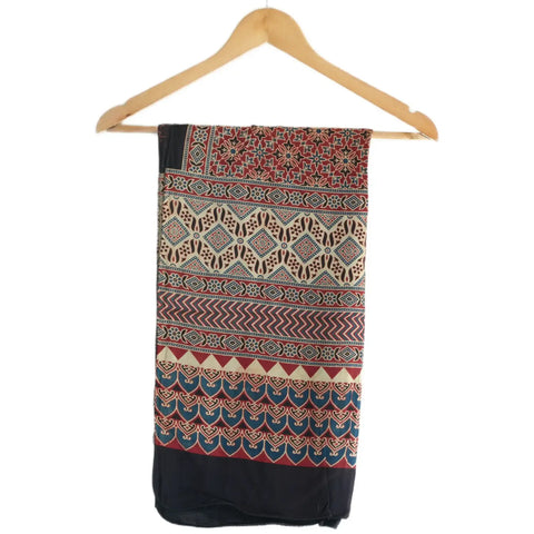 Ajrakh Hand Block Print Cotton Stole for Women | Ethnic Scarf | 220×55 cm – ISYVBH-C-19