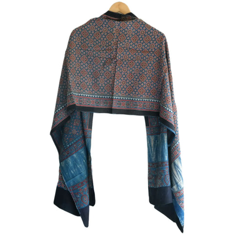 Ajrakh Hand Block Print Cotton Stole for Women | Ethnic Scarf | 220×55 cm – ISYVBH-C-20