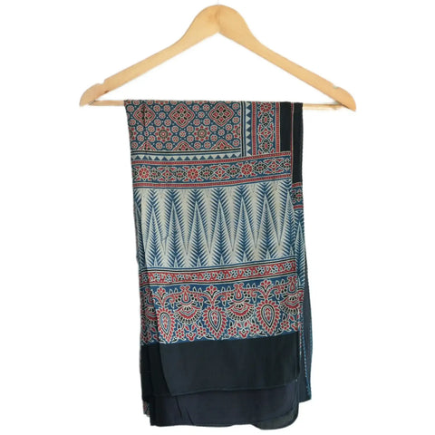 Ajrakh Hand Block Print Cotton Stole for Women | Ethnic Scarf | 220×55 cm – ISYVBH-C-20